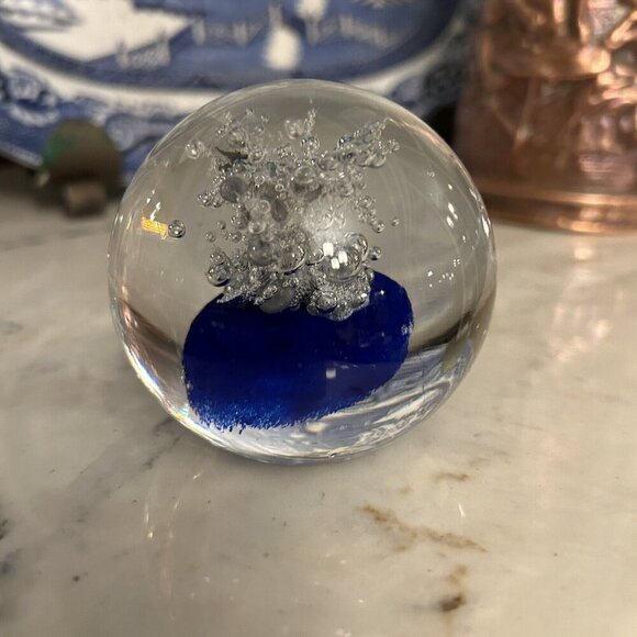 Adam Jablonski Hand Crafted Art Glass Crystal Swirl Faceted Paperweight,  Signed - Picture 5 of 7